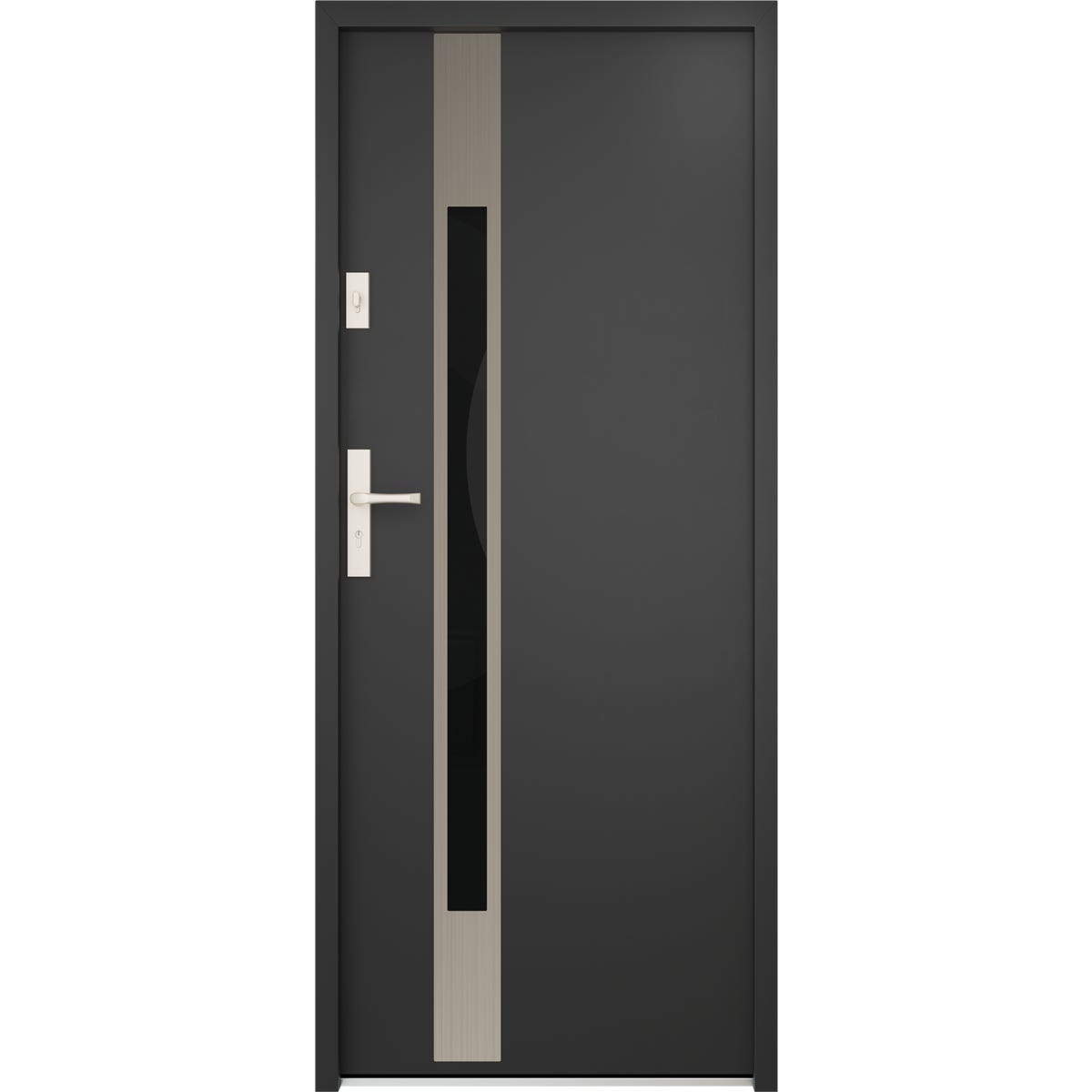 O.K.DOORS Drzwi stalowe zewnętrzne wejściowe Ariadna Black 68 Anoda czarne 90 lewe