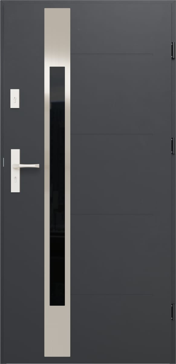 O.K.DOORS Drzwi stalowe zewnętrzne wejściowe Ariadna Black 68 Anoda czarna 90 prawe