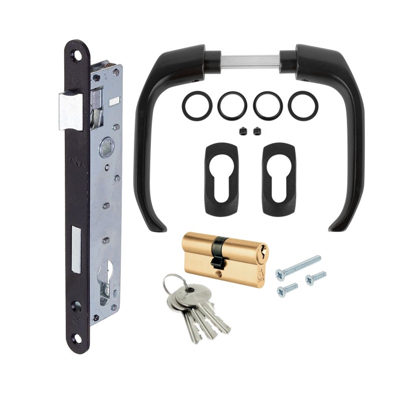 Zestaw zamknięcia do furtki uniwersalny czarny aluminium