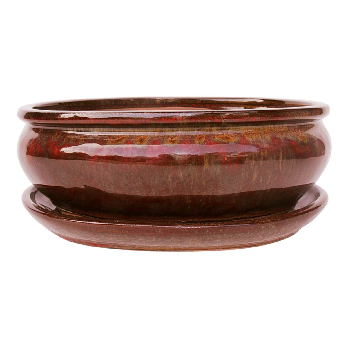 Cermax Donica do drzewka Bonsai ceramiczna z podstawką 21.2x16.5 cm czerwona
