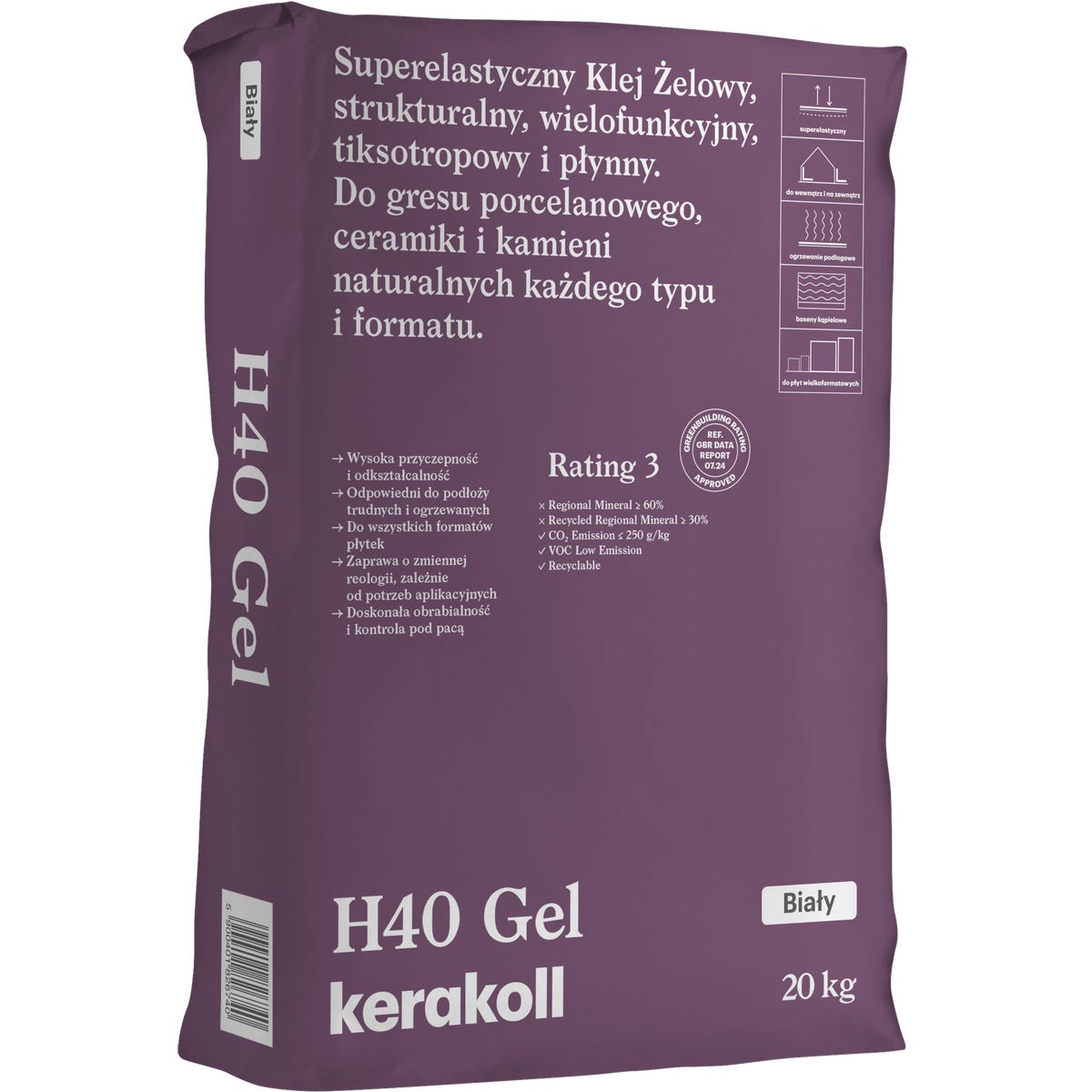 Kerakoll Zaprawa klejowa żelowa H40 GEL 20kg biały
