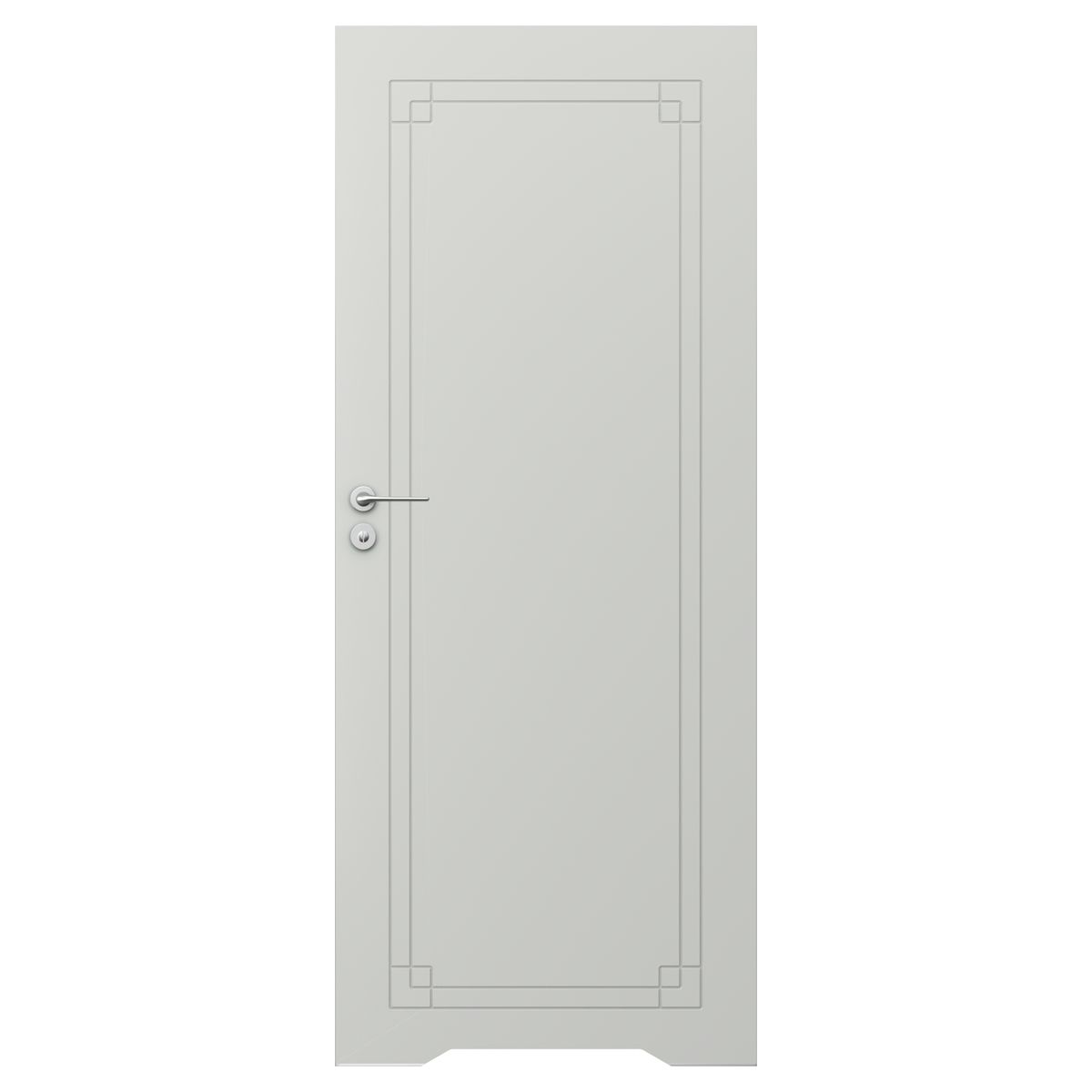 Drzwi wewnętrzne bezprzylgowe łazienkowe pełne Art Deco 7 z podcięciem wentylacyjnym 70 prawe szare