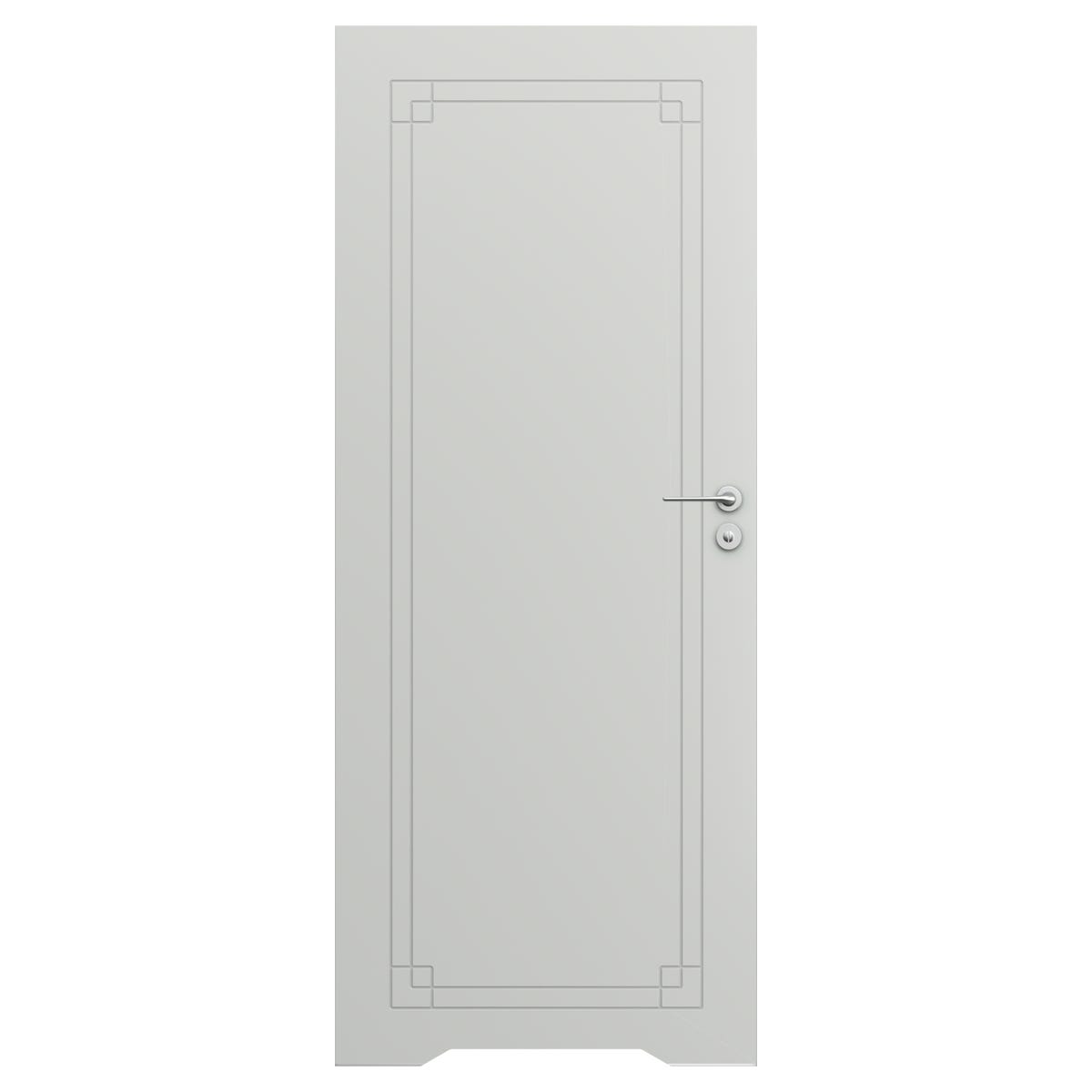 Drzwi wewnętrzne bezprzylgowe łazienkowe pełne Art Deco 7 z podcięciem wentylacyjnym 80 lewe szare
