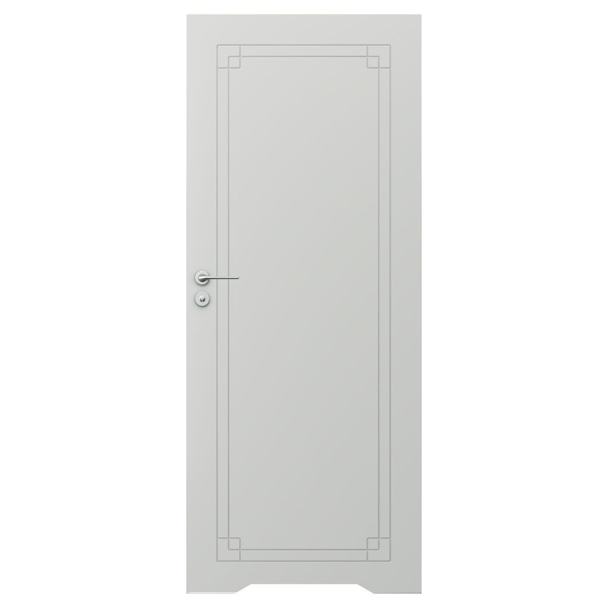 Porta Drzwi wewnętrzne bezprzylgowe łazienkowe pełne Art Deco 7 z podcięciem wentylacyjnym 90 prawe szare