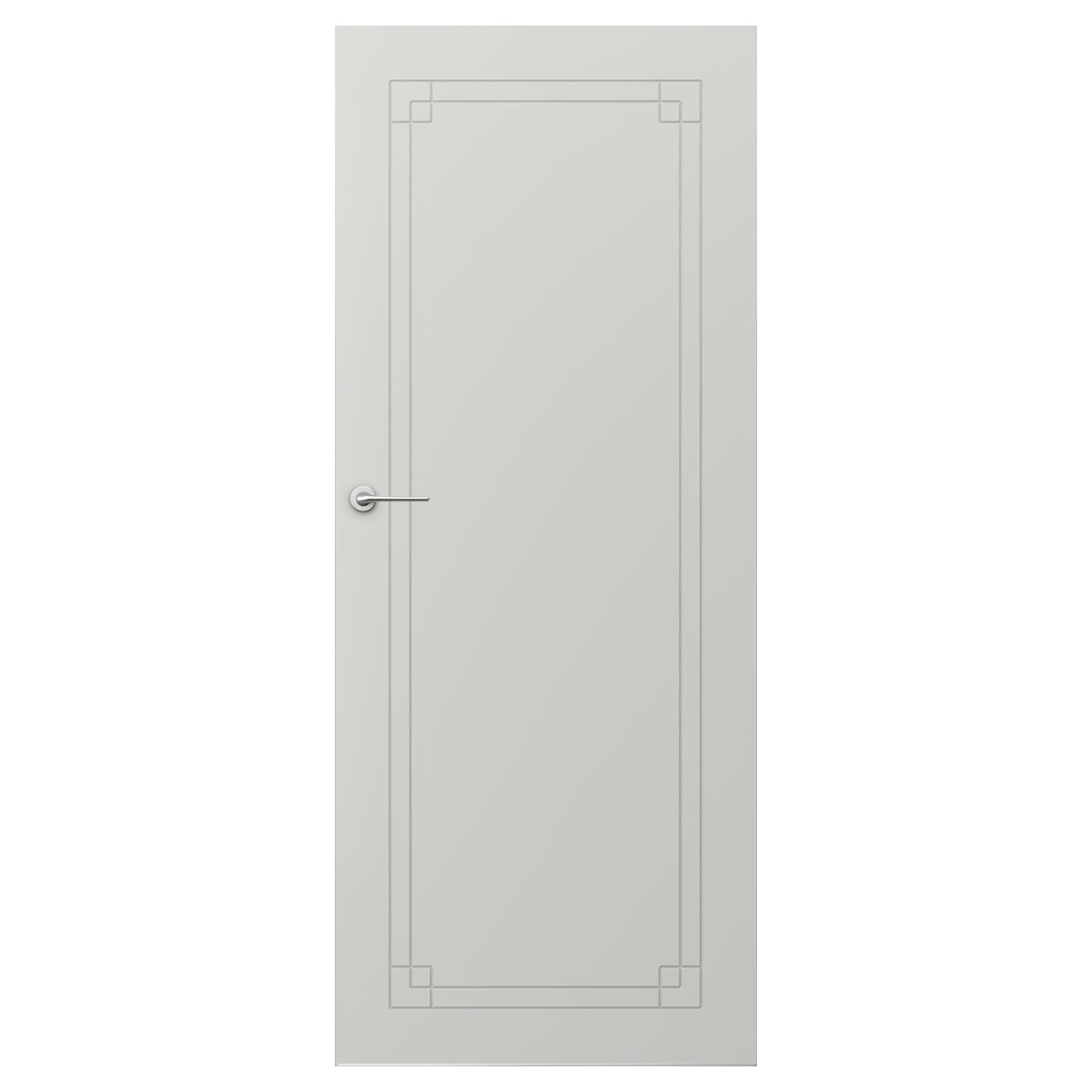 Drzwi wewnętrzne bezprzylgowe pokojowe pełne Art Deco 7 60 prawe szare