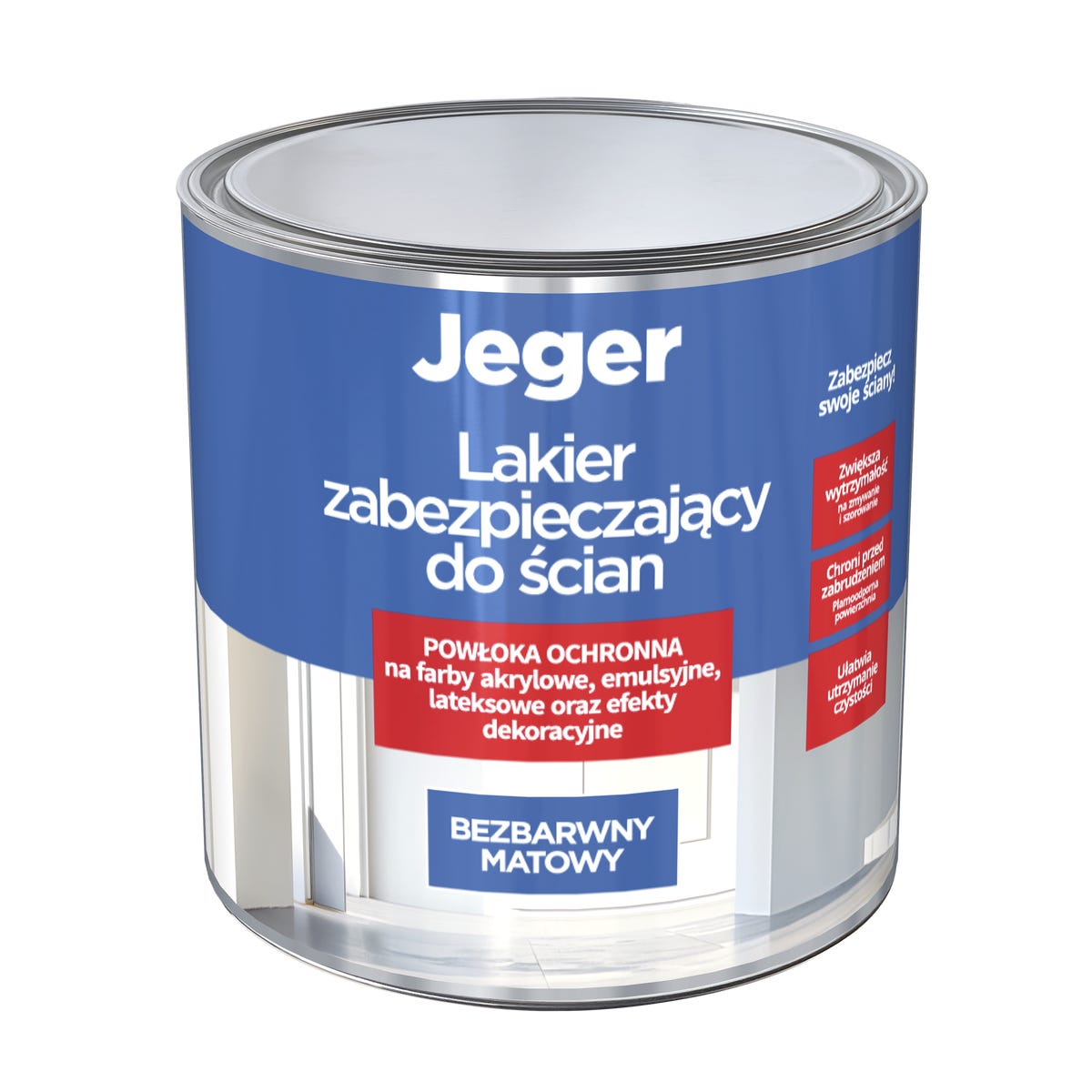 Lakier zabezpieczający do ścian bezbarwny mat 2.5 l Jeger