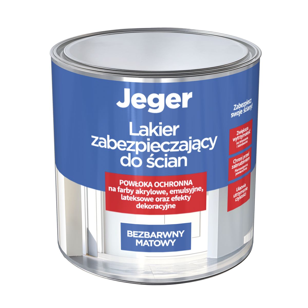 Lakier zabezpieczający do ścian bezbarwny mat 5 l Jeger