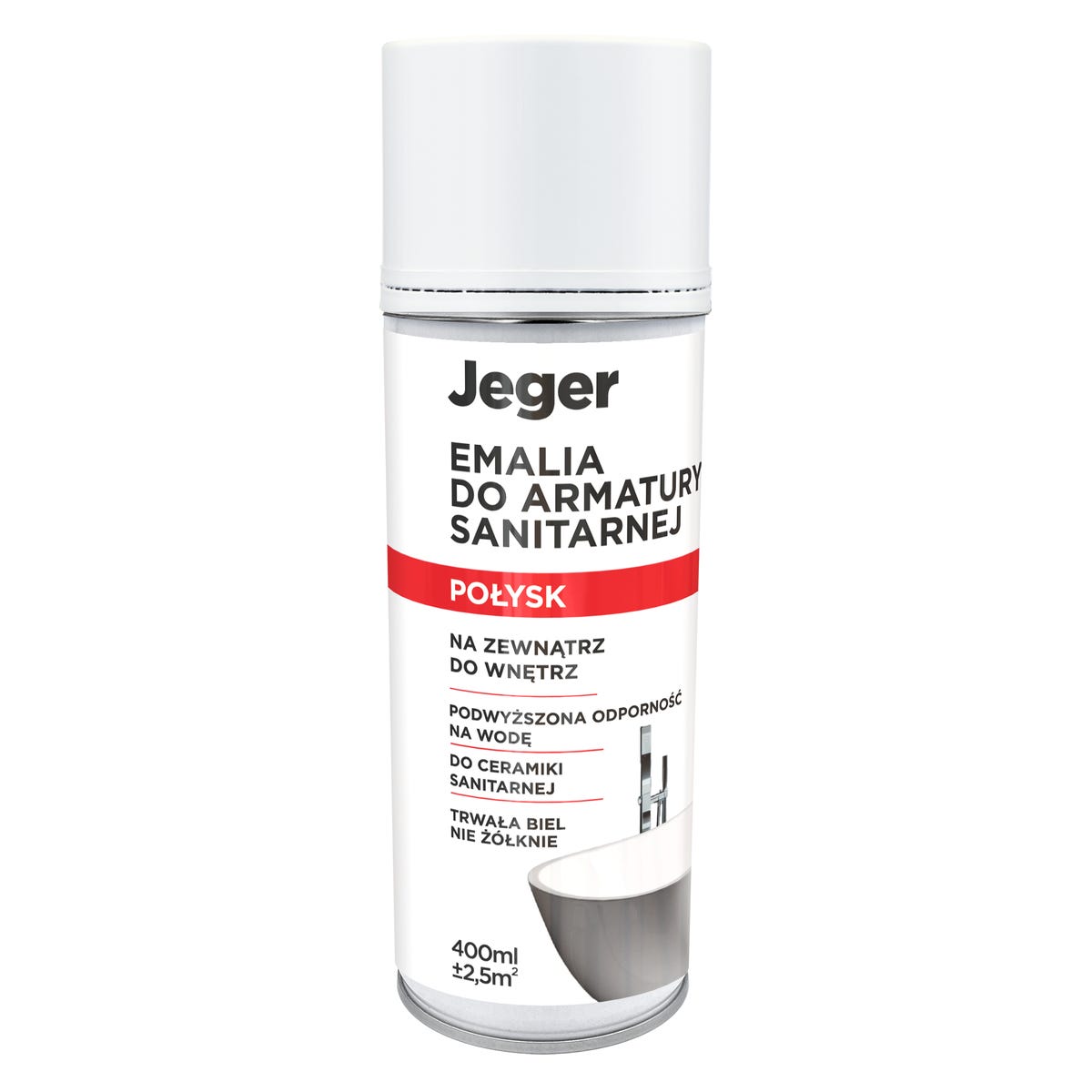 Emalia w sprayu do armatury sanitarnej Biały połysk 400 ml Jeger