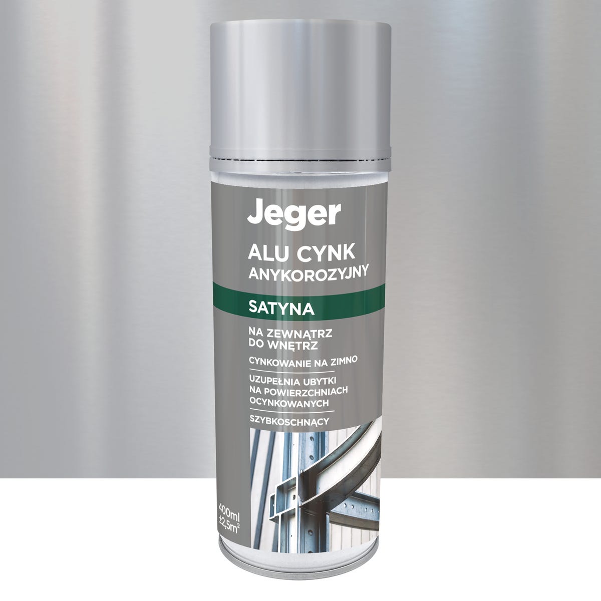 Alu Cynk w sprayu szybkoschnący Satyna 400 ml Jeger