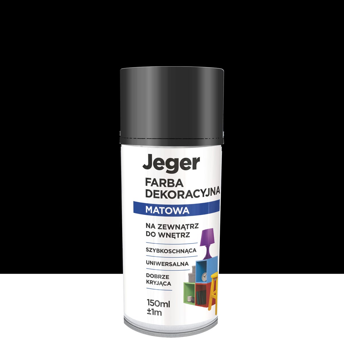 Farba dekoracyjna w sprayu czarna mat 150 ml Jeger