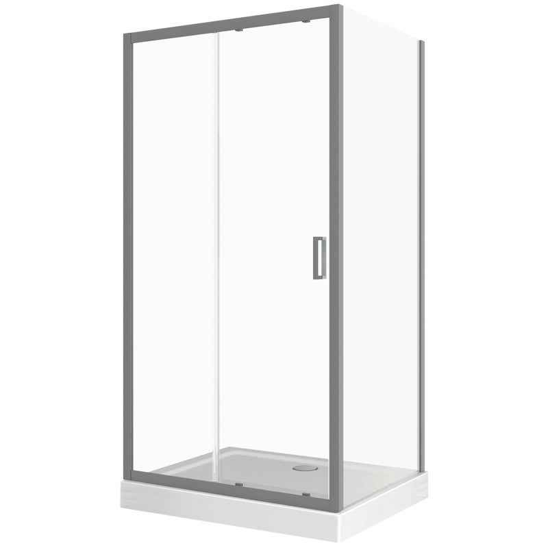 Kabina prysznicowa z brodzikiem prostokątna Doris Grey 120 x 80 x 200 cm gun metal Liveno