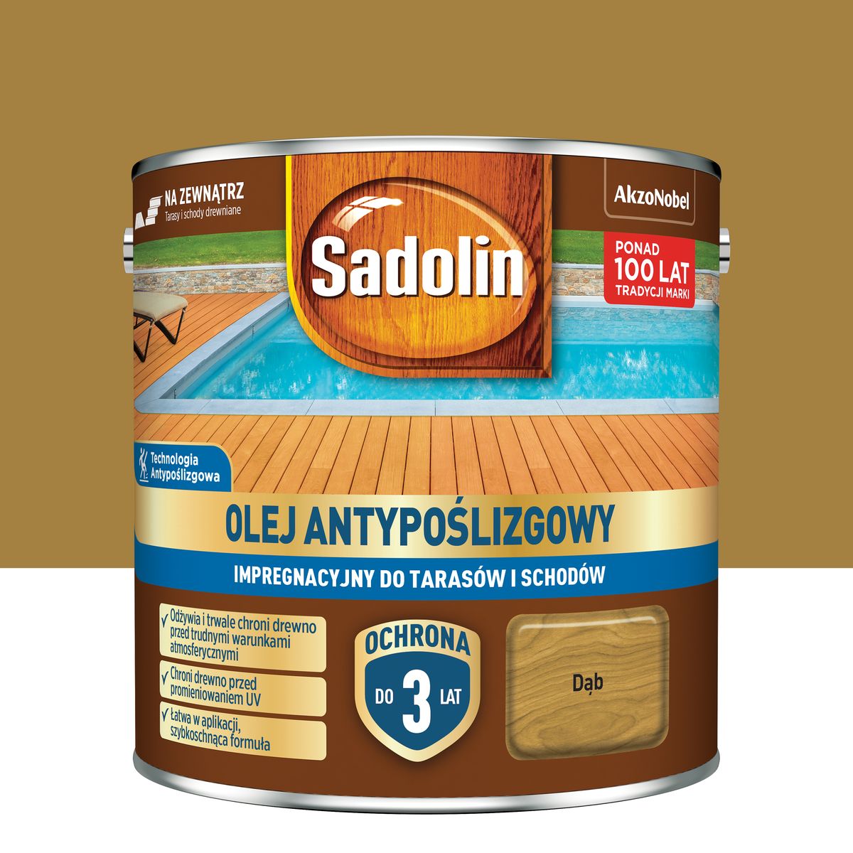 Olej antypoślizgowy do tarasów i schodów Dąb 2.5 l Sadolin