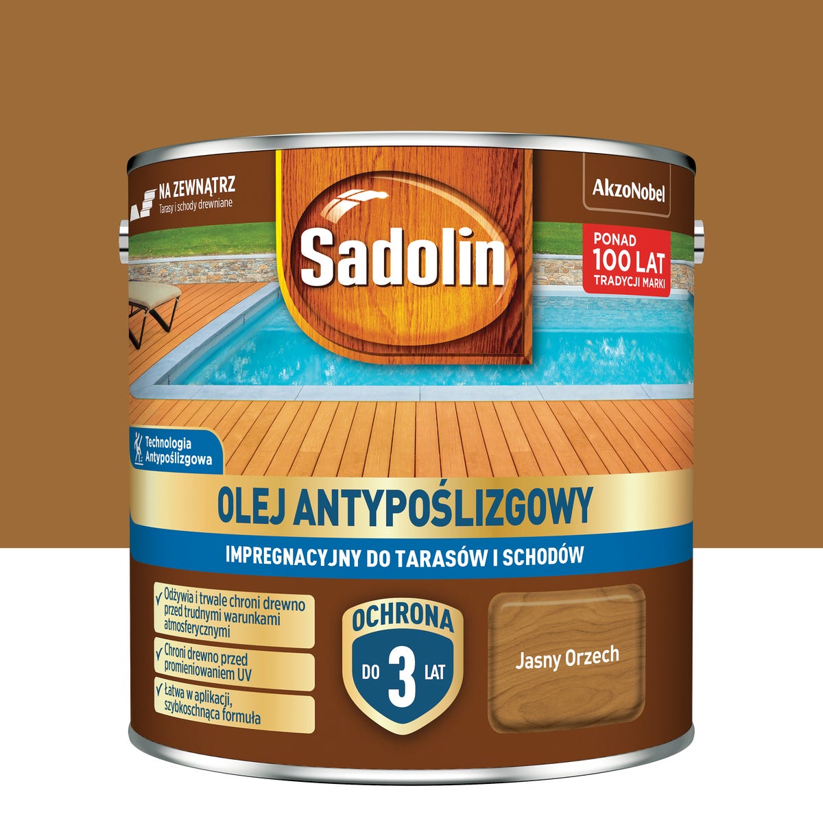Olej antypoślizgowy do tarasów i schodów Jasny orzech 2.5 l Sadolin