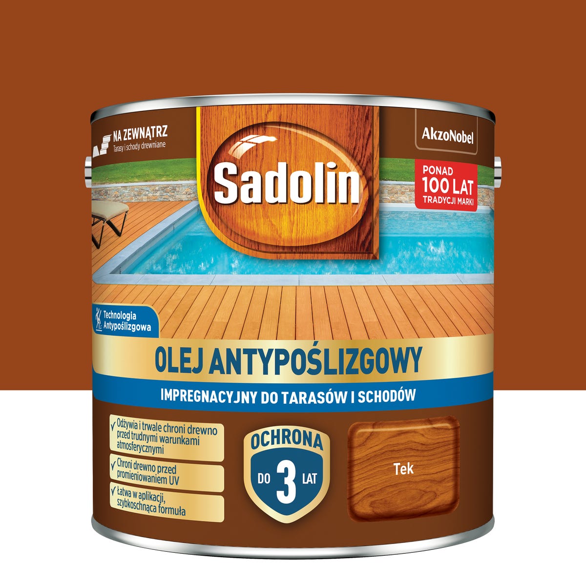 Olej antypoślizgowy do tarasów i schodów Tek 2.5 l Sadolin