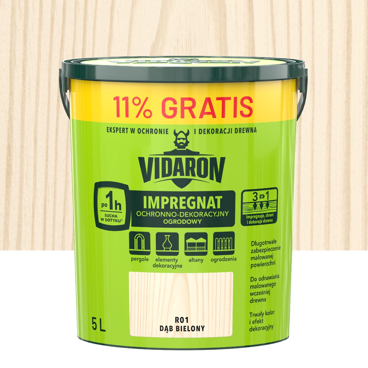 Impregnat do drewna ochronno-dekoracyjny dąb bielony 5 l Vidaron