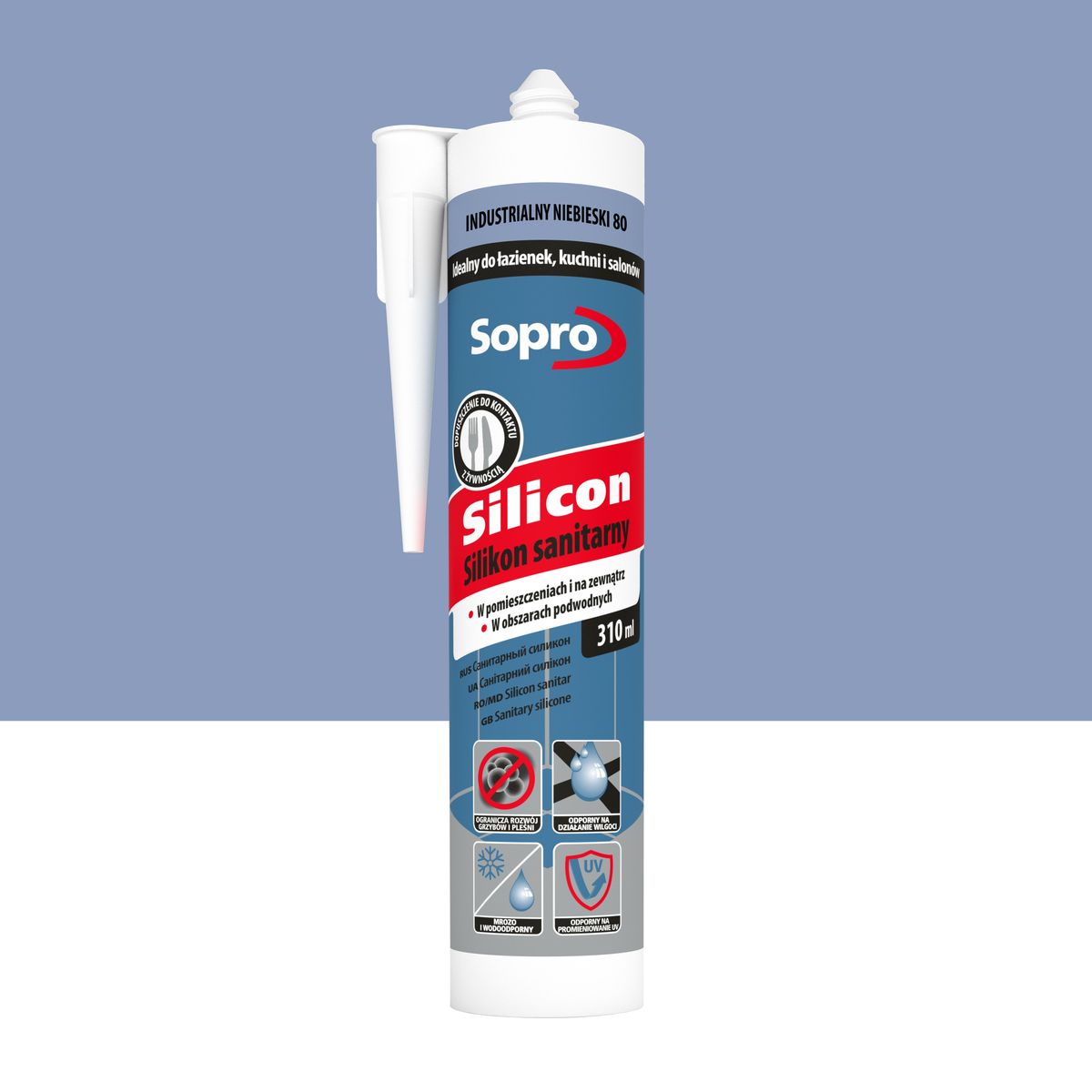 Sopro Silikon sanitarny 310 ml Industrialny niebieski 80