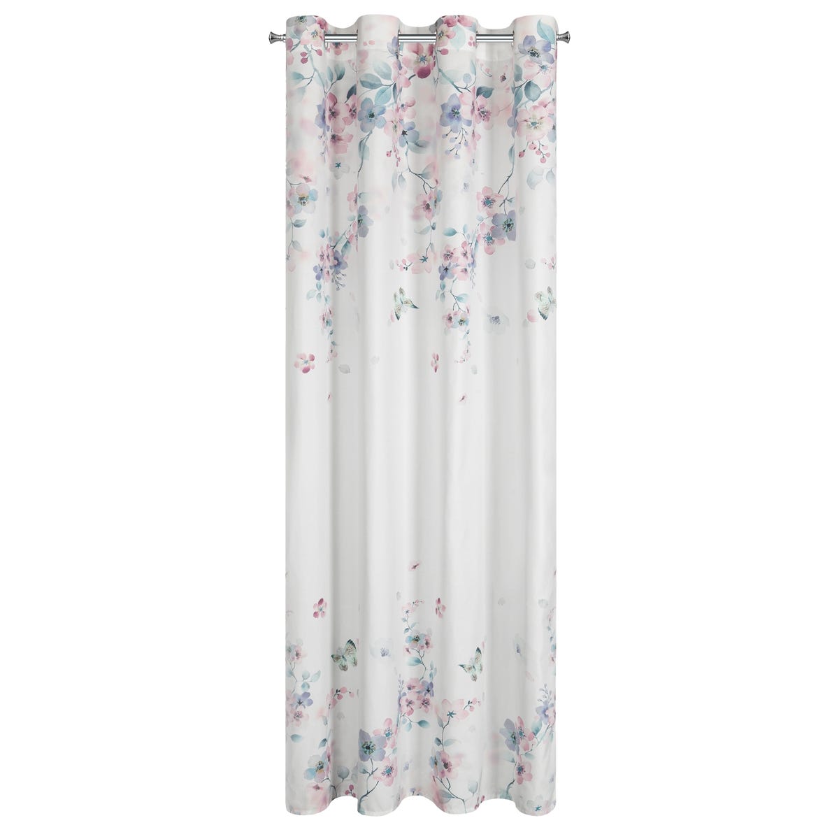 Zasłona Flora Botanic biało-różowa 140 x 250 cm na przelotkach