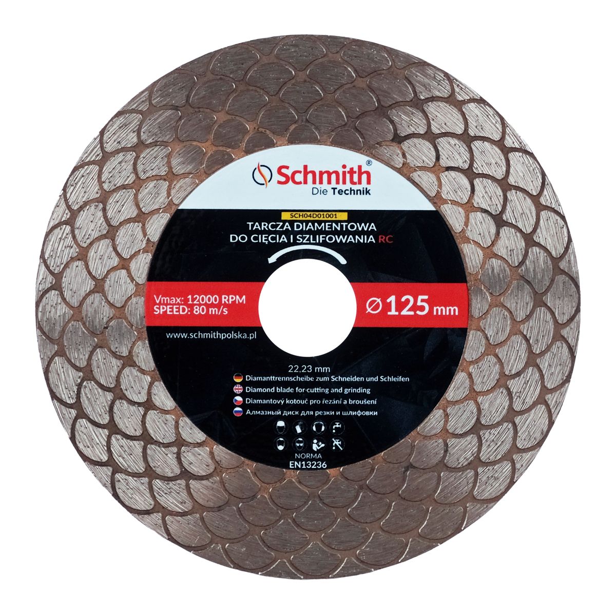 Tarcza diamentowa do szlifierki kątowej do ceramiki Hard Ceramic 125 mm RC SCHMITH