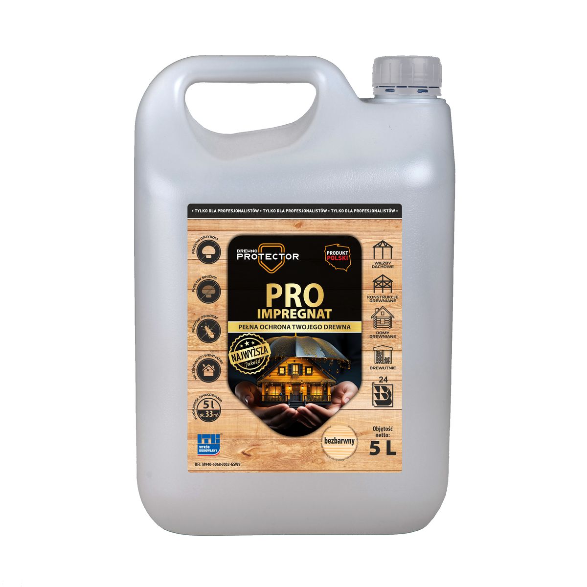 Protector Impregnat do zabezpieczenia i leczenia drewna bezbarwny 5 l