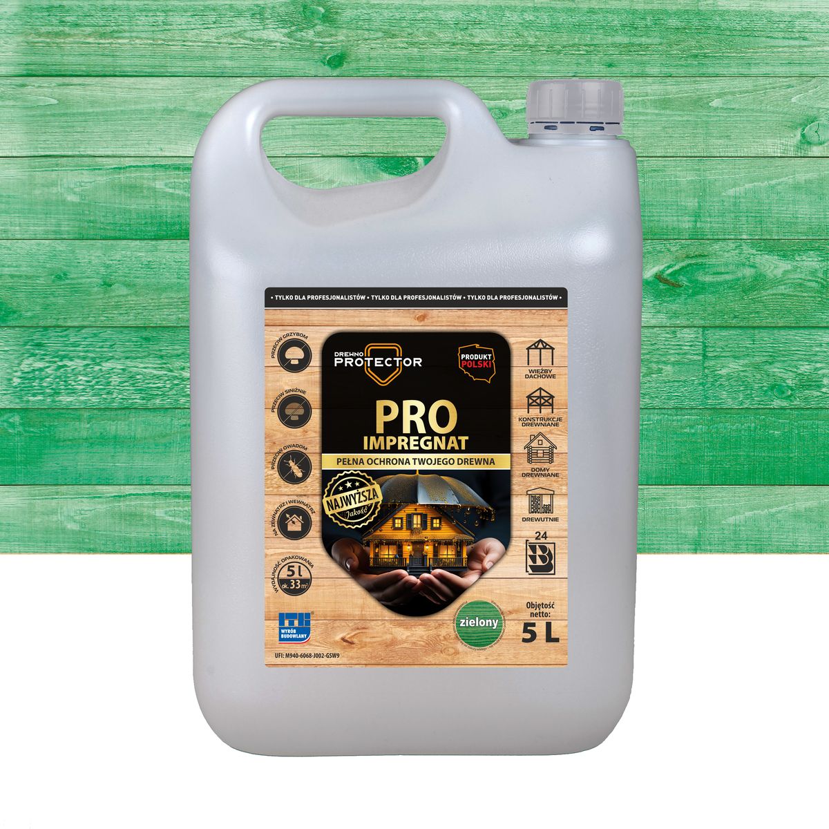 Protector Impregnat do zabezpieczenia i leczenia drewna zielony 5 l