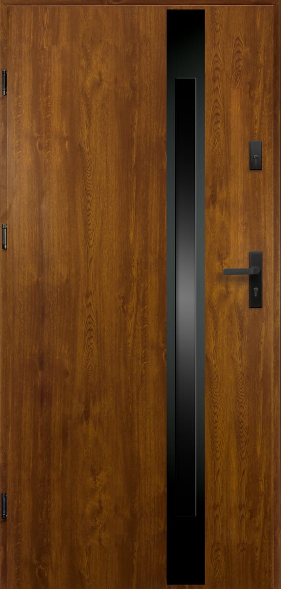 O.K.DOORS Drzwi stalowe zewnętrzne wejściowe Adriana 68 V3 złoty dąb 80 prawe