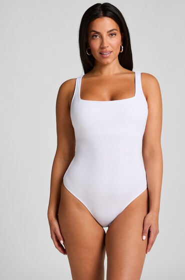 Hunkemöller Prążkowane bawełniane body Biały