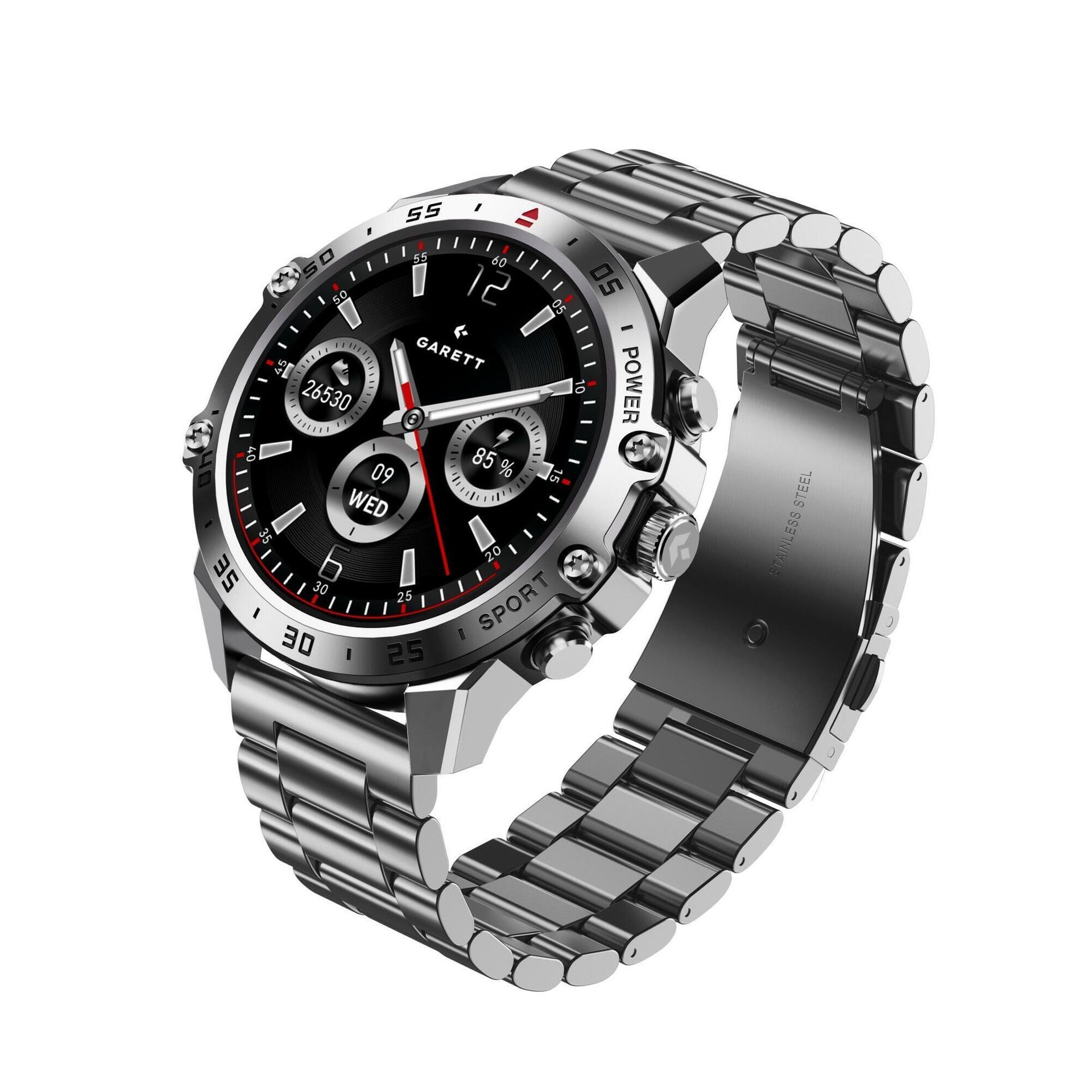 Garett V14 Srebrny stalowy + pasek