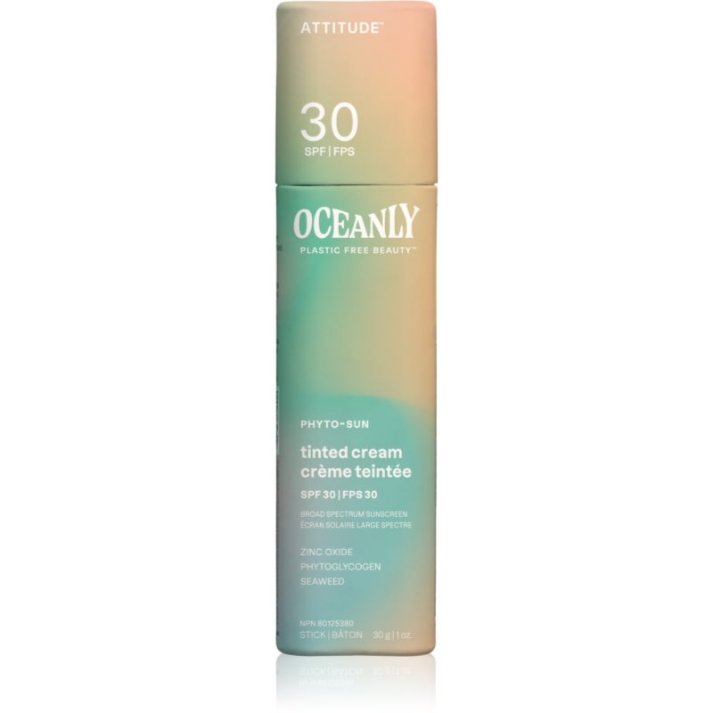 Attitude Oceanly Plastic Free Beauty tonujący krem nawilżający SPF 30 30 g