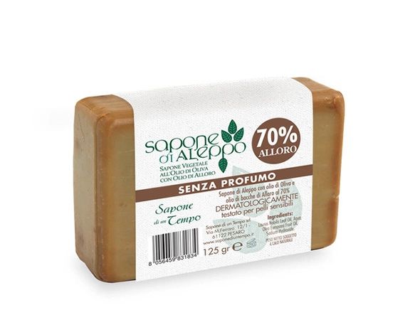 Sapone di un Tempo Mydło z Aleppo - Liść Laurowy 10% & Bursztyn 125 g - mydło