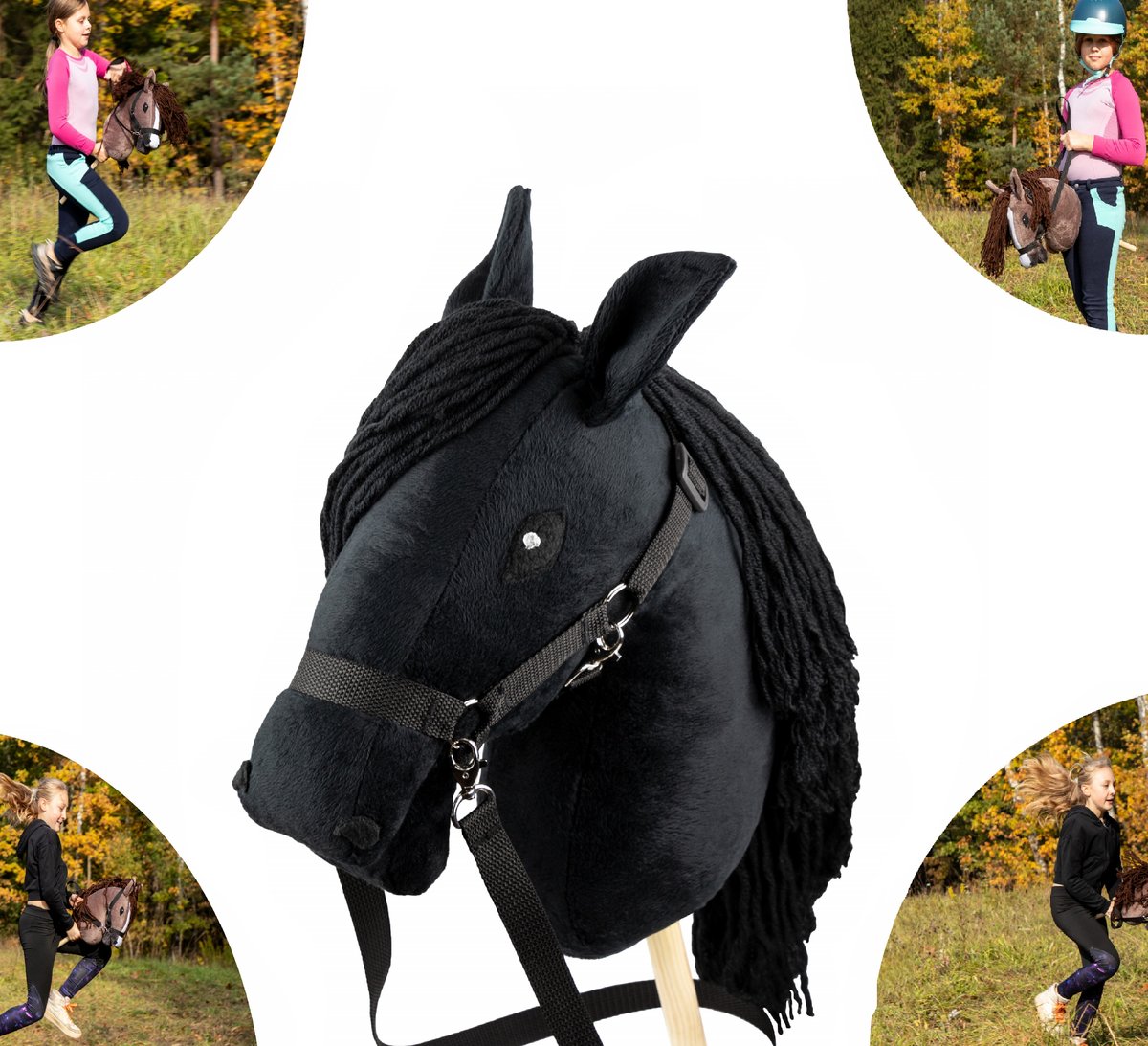Hobby Horse Koń Na Kiju Konik Czarny + Wodze + Kantar Hobby Horsing