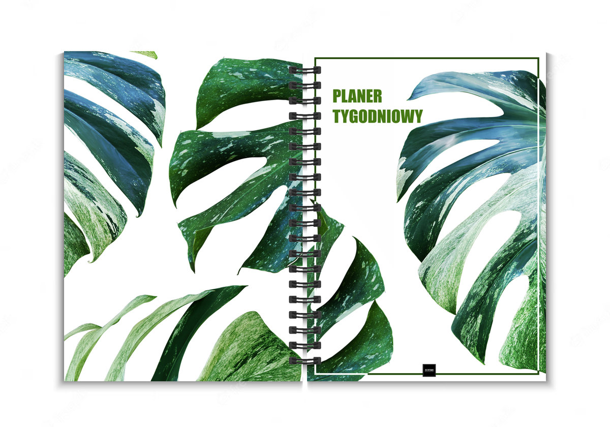 JUFIMI Planer tygodniowy niedatowany planer celów na tydzień terminarz MONSTERA okładka twarda