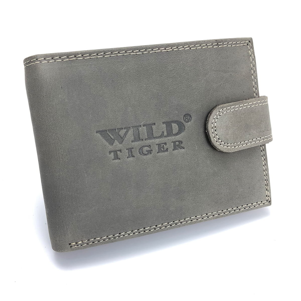 Portfel Męski Skóra Nubuk Nap Wild Tiger - Ciemnoszary