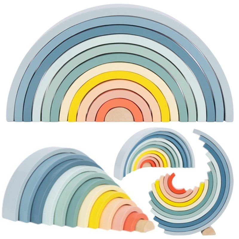 DLA NAJMŁODSZYCH PASTELOWA UKŁADANKA DREWNIANE KLOCKI