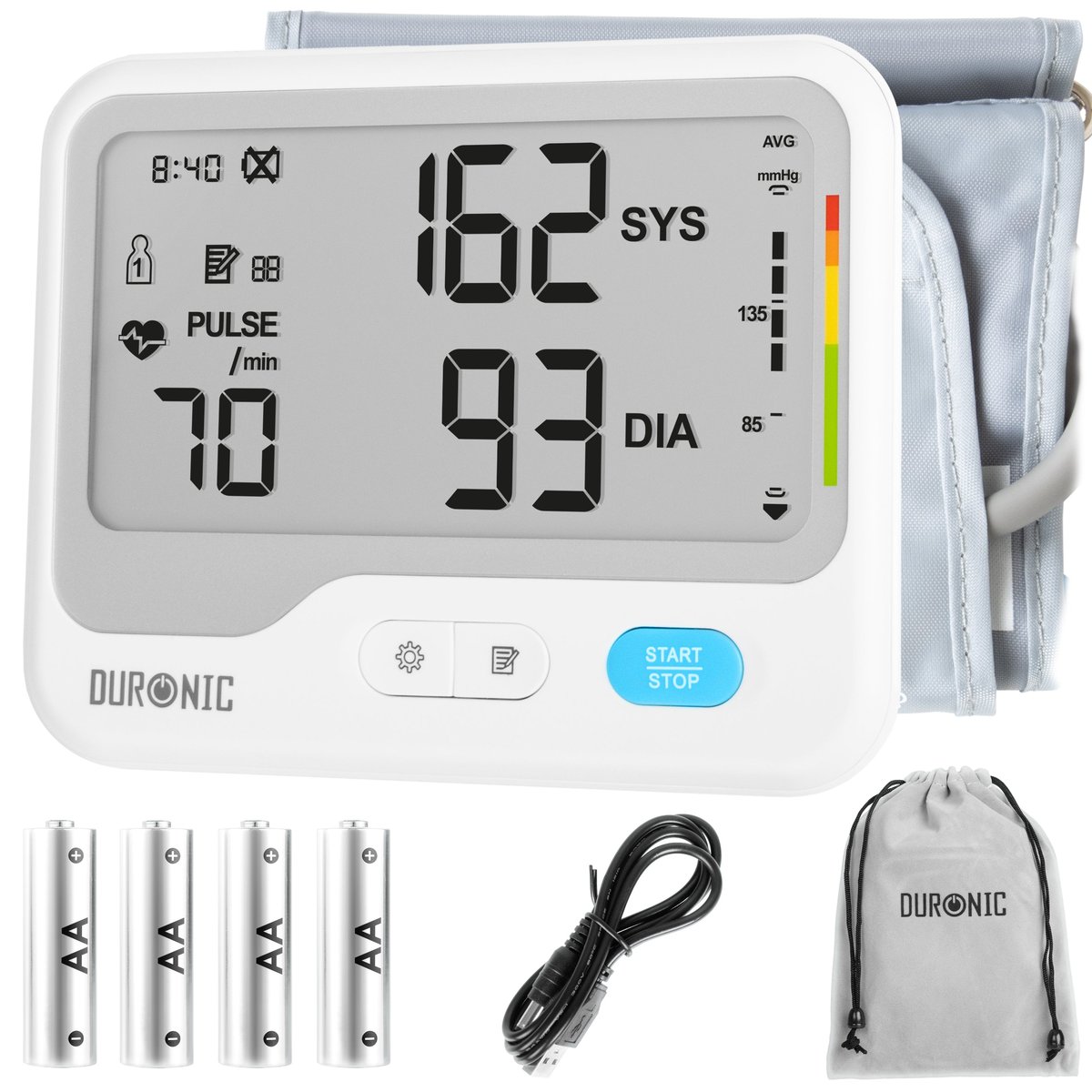 Duronic BPM125 Ciśnieniomierz naramienny elektroniczny certyfikowany medycznie pomiar ciśnienia krwi automaryczny monitor ciśnienia