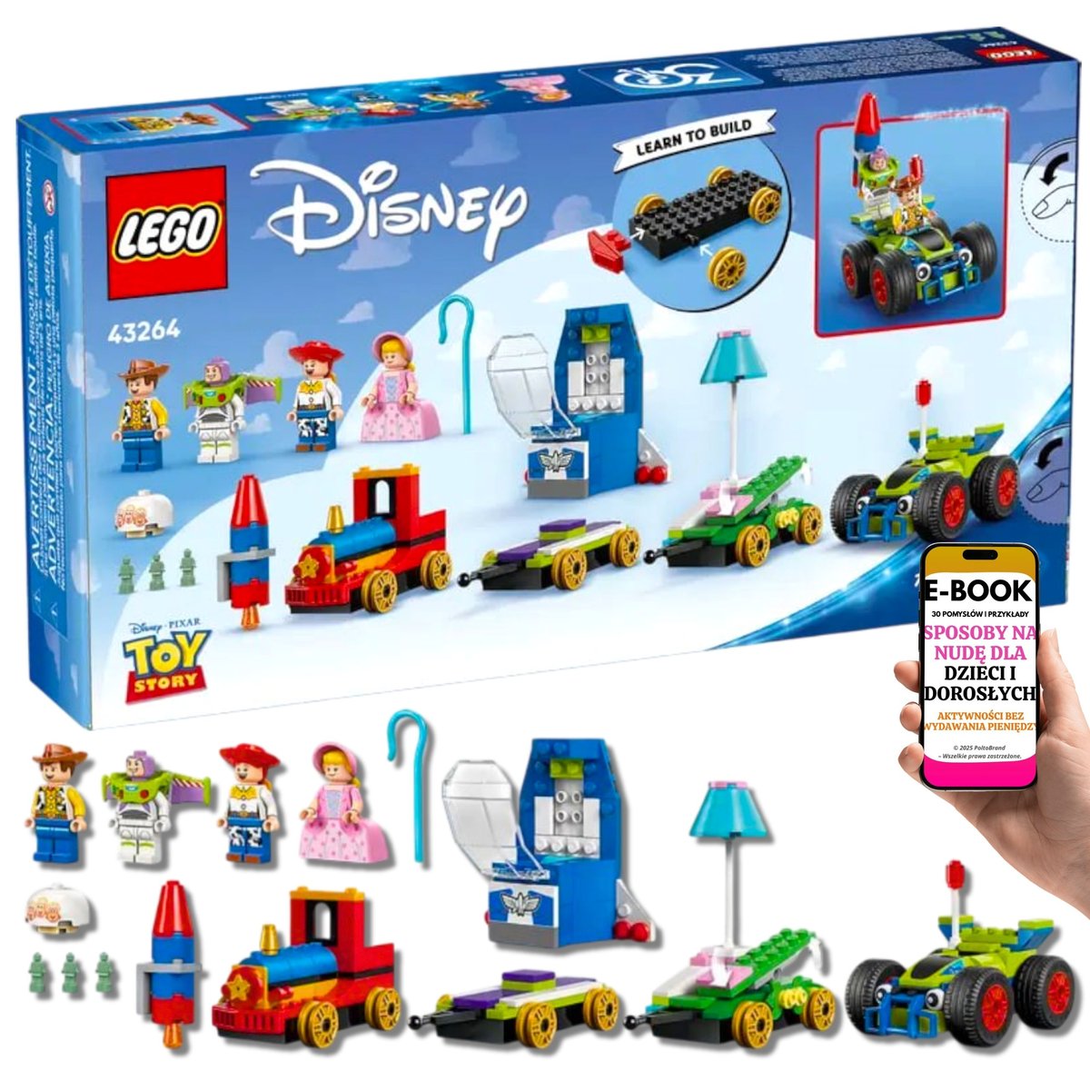LEGO® Toy Story PREZENT ŚWIĄTECZNY DLA DZIECKA (43264) Pociąg, rakieta i bohaterowie bajek w magicznym zestawie LEGO + EBOOK-3