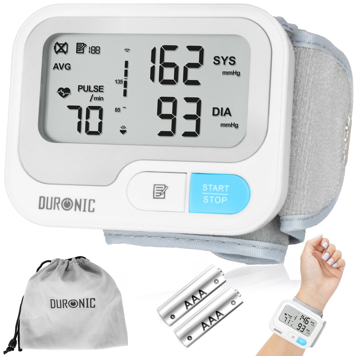 Duronic BPM65 Ciśnieniomierz nadgarstkowy elektroniczny certyfikowany medycznie pomiar ciśnienia krwi automatyczny monitor ciśnienia na nadgarstek