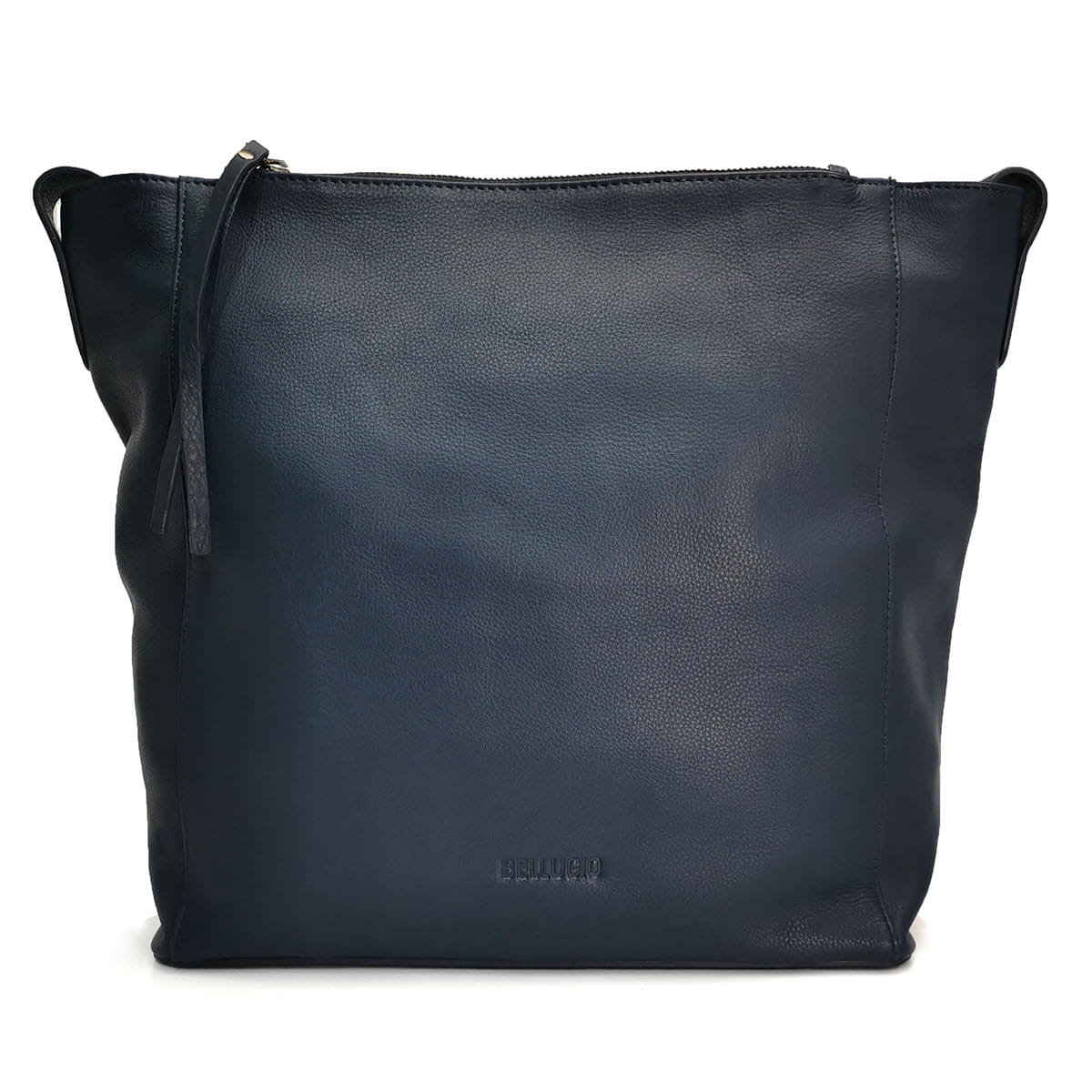 Torba shopper tote bag ze skóry naturalnej granatowa
