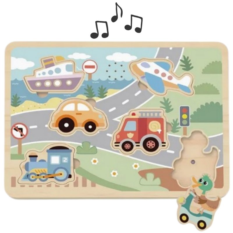 DLA DZIECI DREWNIANE INTERAKTYWNE PUZZLE POJAZDY