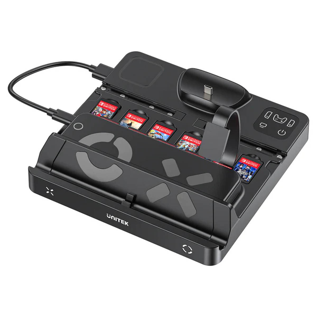 Unitek stacja ładująca Switch z przełącznikiem i czytnikiem kart do gier G1005ABK01