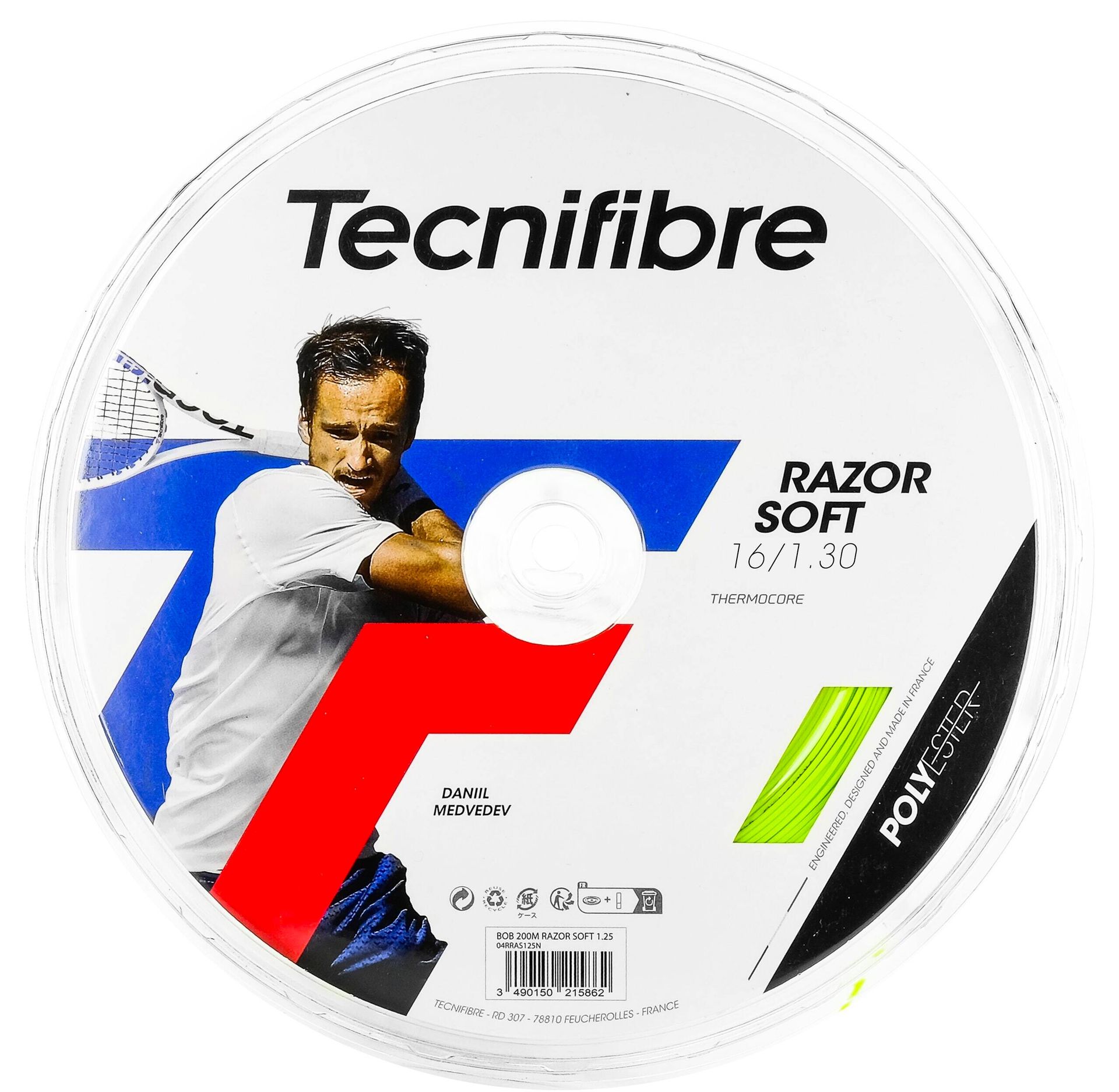 Naciąg tenisowy Tecnifibre Razor Code Soft Lime 200 m 1,25 mm