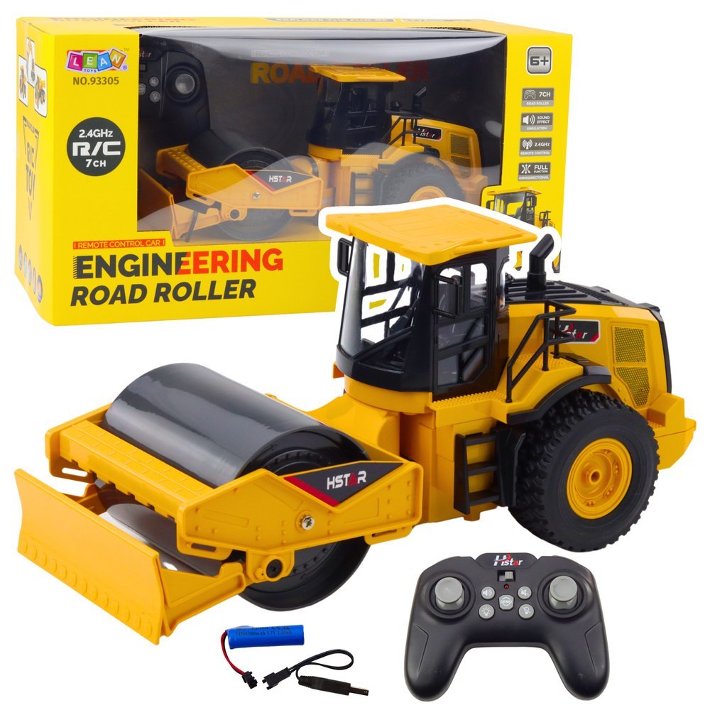 Walec Pojazd Budowlany Zdalnie Sterowany RC 7CH Żółty LEAN Toys