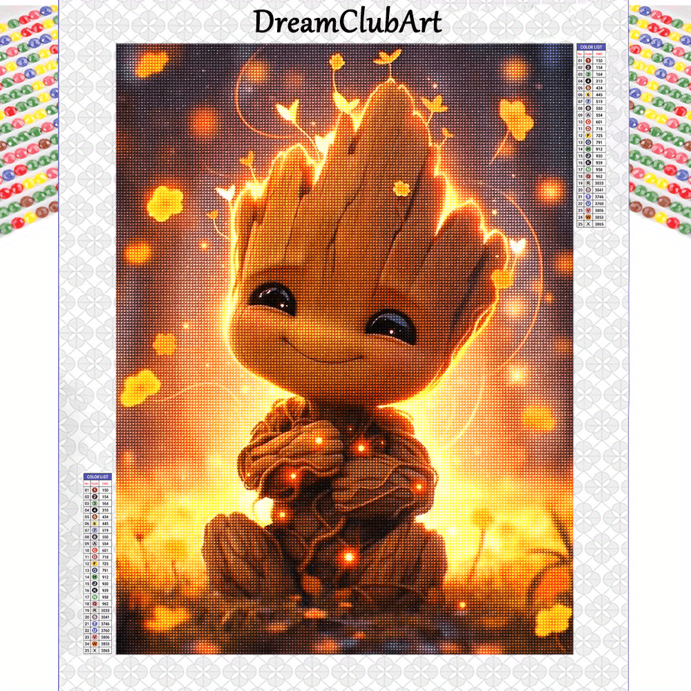 TEMU Zestaw do Malowania Diamentowego Marvel Groot, Pełne Okrągłe Diamenty 5D, Rozmiar 30*40 cm / *15.75 cala - Kreatywna Rękodzieło i Dekoracja Domu