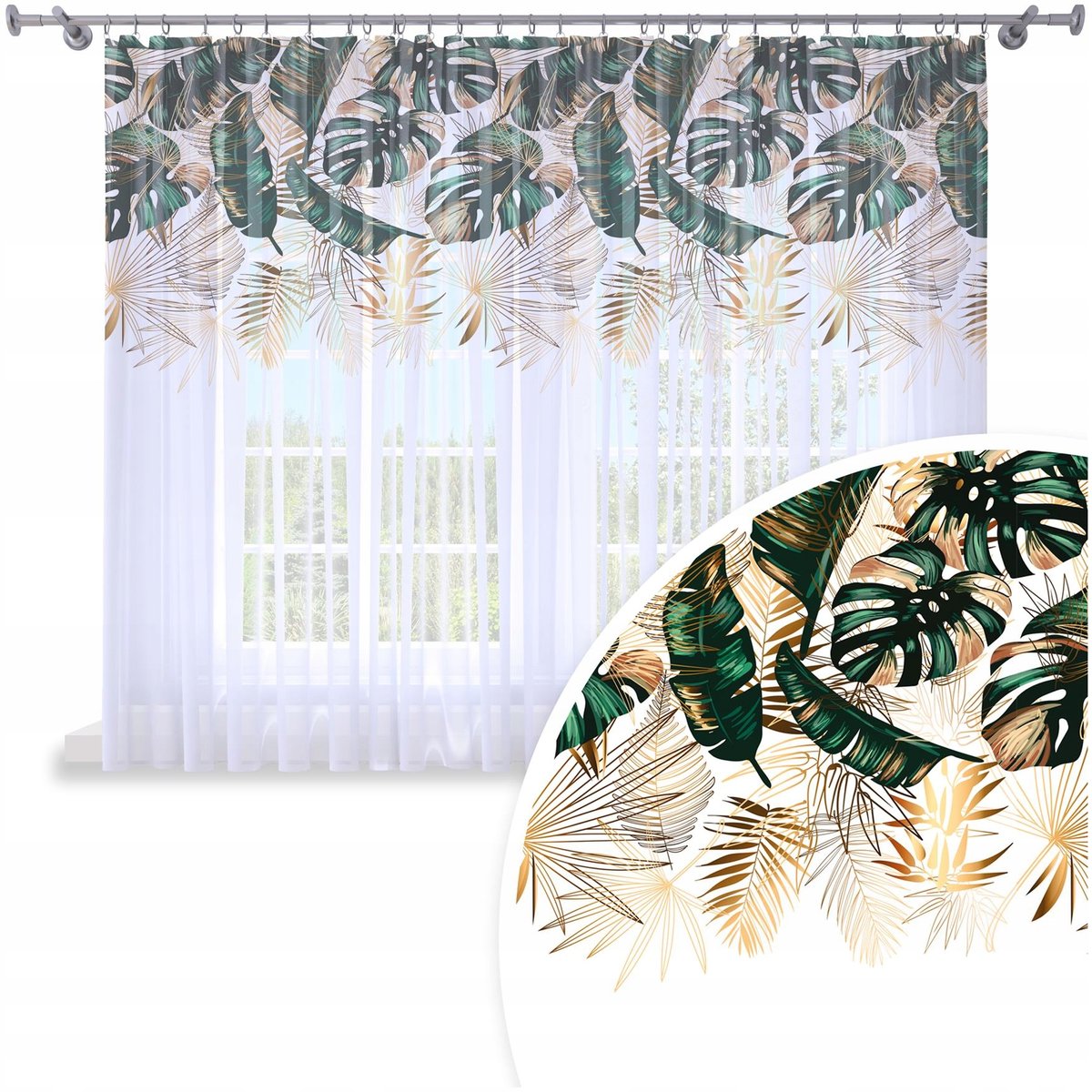 FIRANA GOTOWA WOAL 400X160 BARWIONA WZÓR NA ŻABKI TAŚMIE FIRANY 050