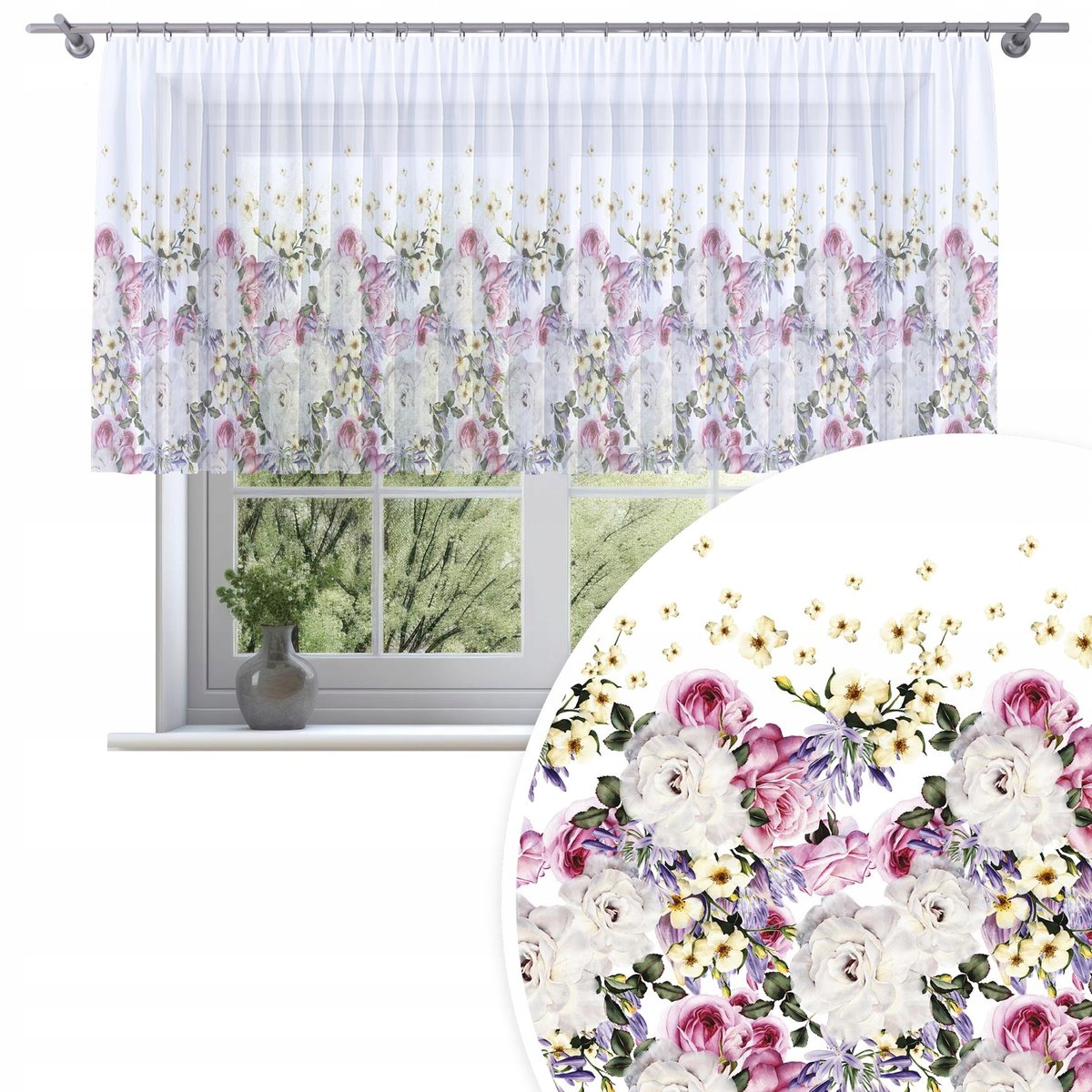 FIRANA GOTOWA WOAL 400X120 BARWIONA WZÓR NA ŻABKI TAŚMIE FIRANY 010