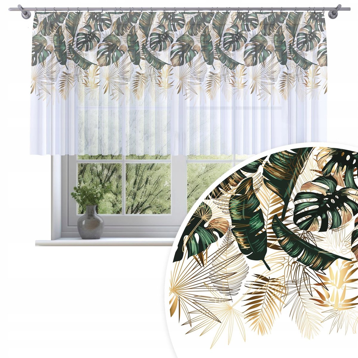 FIRANA GOTOWA WOAL 400X120 BARWIONA WZÓR NA ŻABKI TAŚMIE FIRANY 050