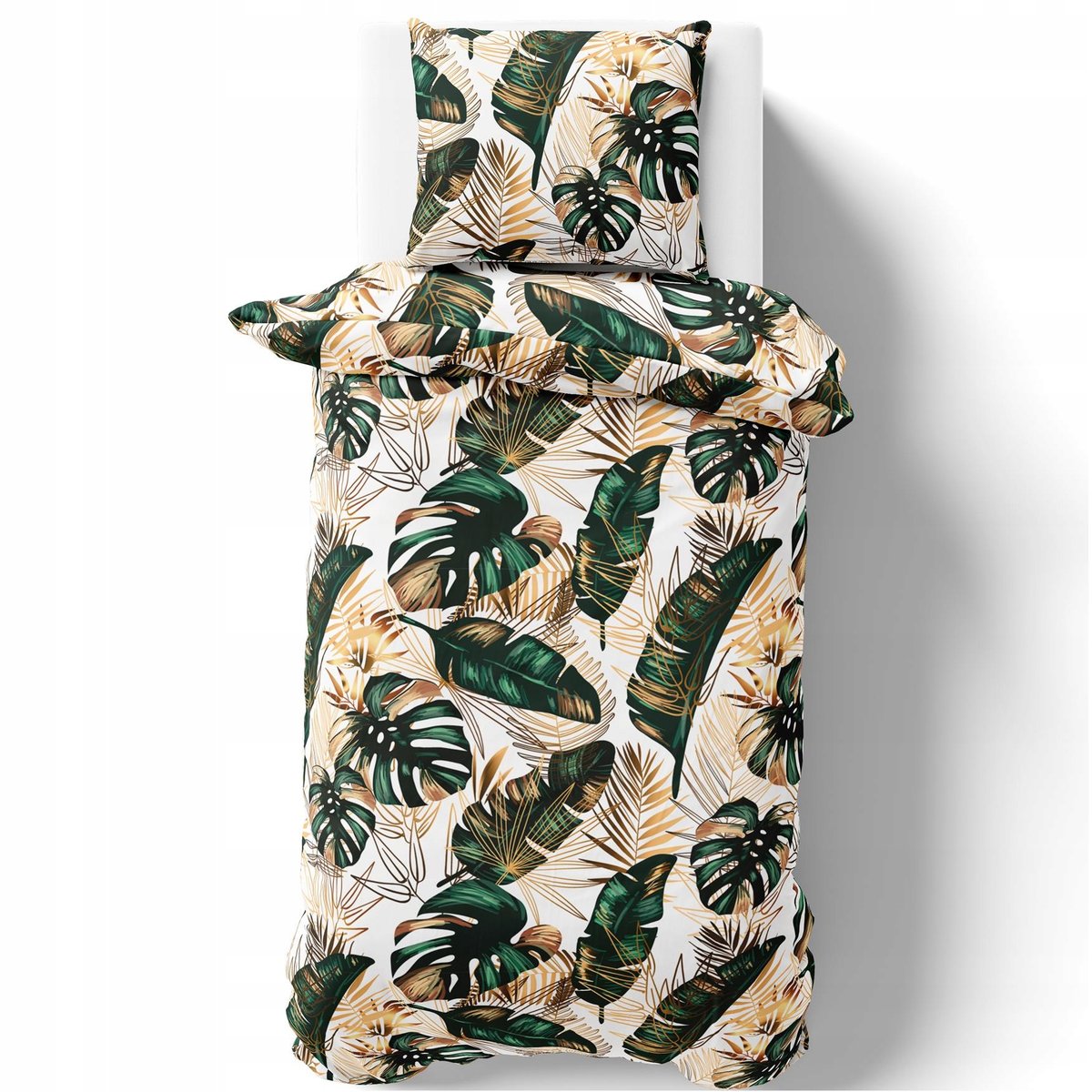 POŚCIEL KOMPLET POŚCIELI 140X200 CM POSZEWKI ZESTAW POLSKA WZÓR LIŚCIE 050