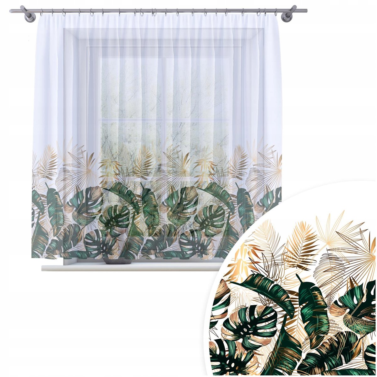 FIRANA GOTOWA WOAL 200X150 BARWIONA WZÓR NA ŻABKI TAŚMIE FIRANY 050