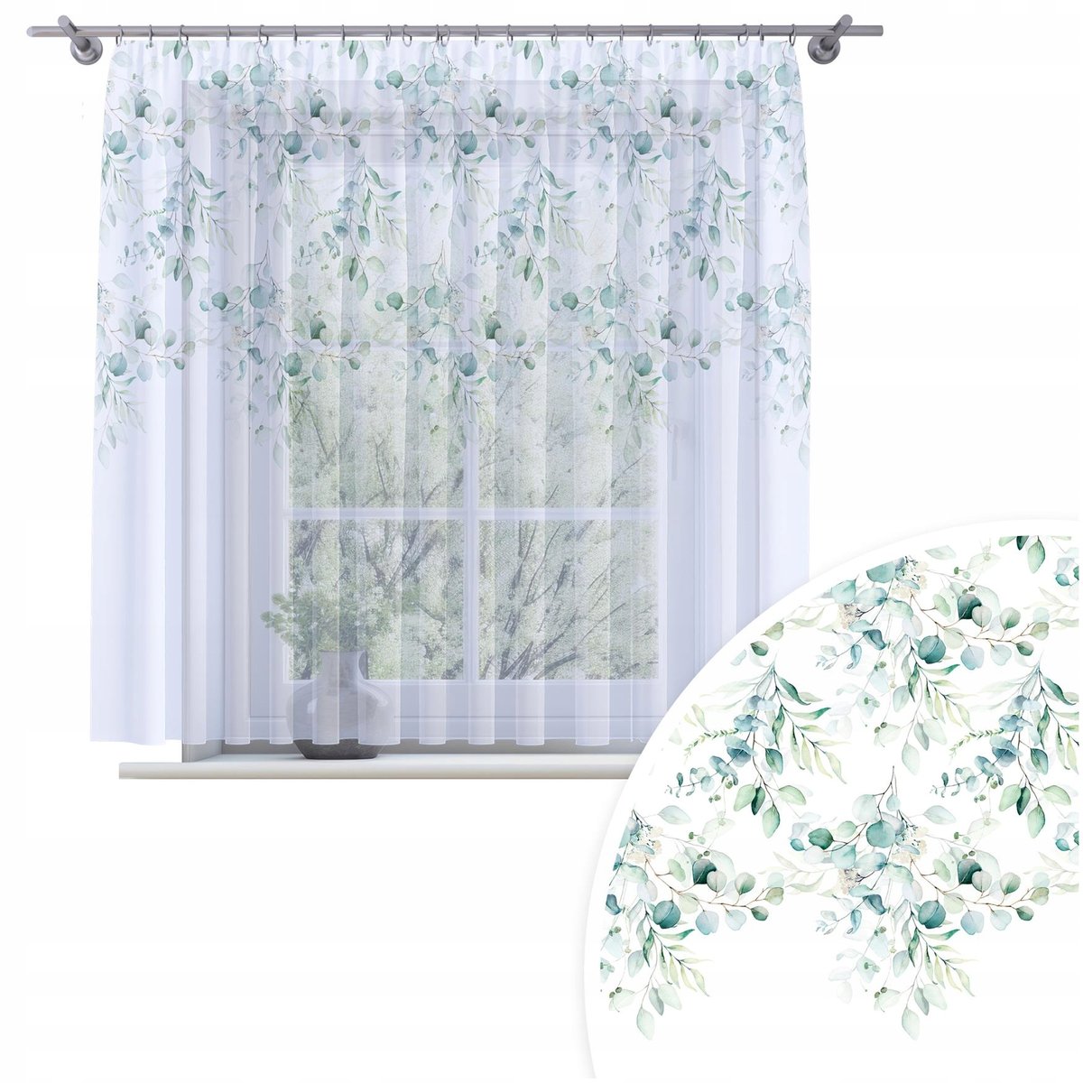 FIRANA GOTOWA WOAL 200X150 BARWIONA WZÓR NA ŻABKI TAŚMIE FIRANY 073