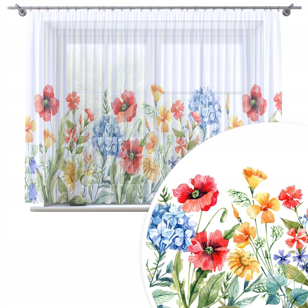 FIRANA WIOSENNA GOTOWA 300x150 WOAL NA TAŚMIE KWIATY KOLORY WIOSNA WZÓR 379