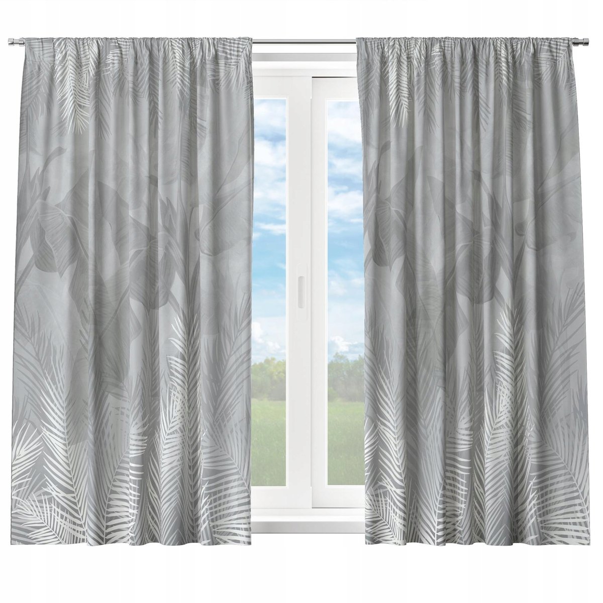 GOTOWE ZASŁONY KRÓTKIE NA ŻABKI TAŚMIE 140X160 ZASŁONA DO KUCHNI SZARA 176